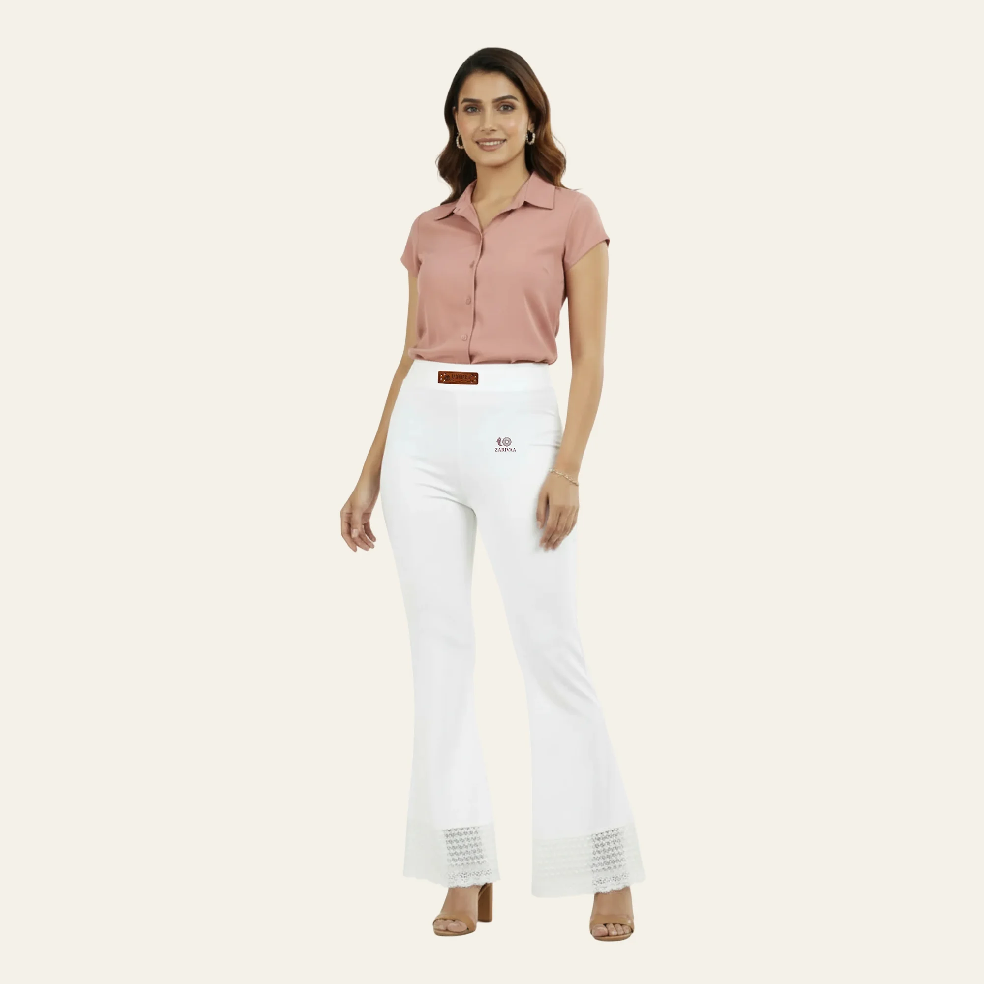 Zarivaa Flare Pant - White - Image 3