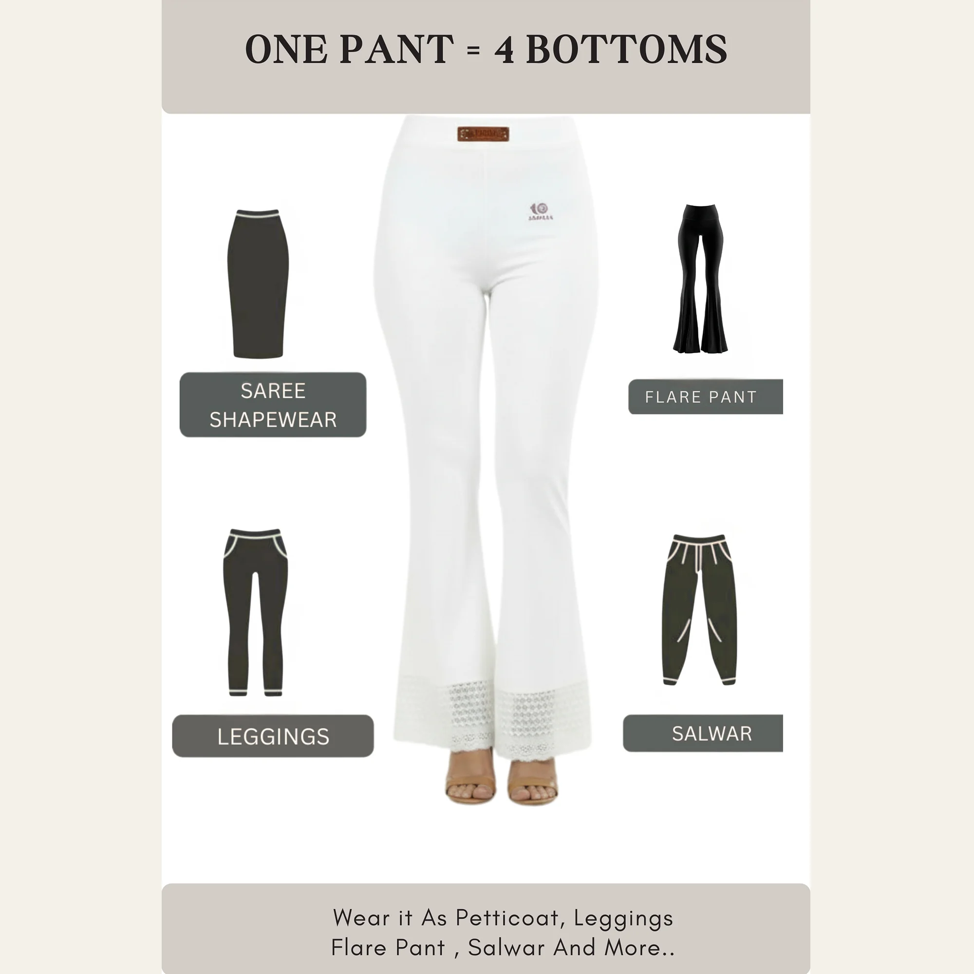 Zarivaa Flare Pant - White - Image 5