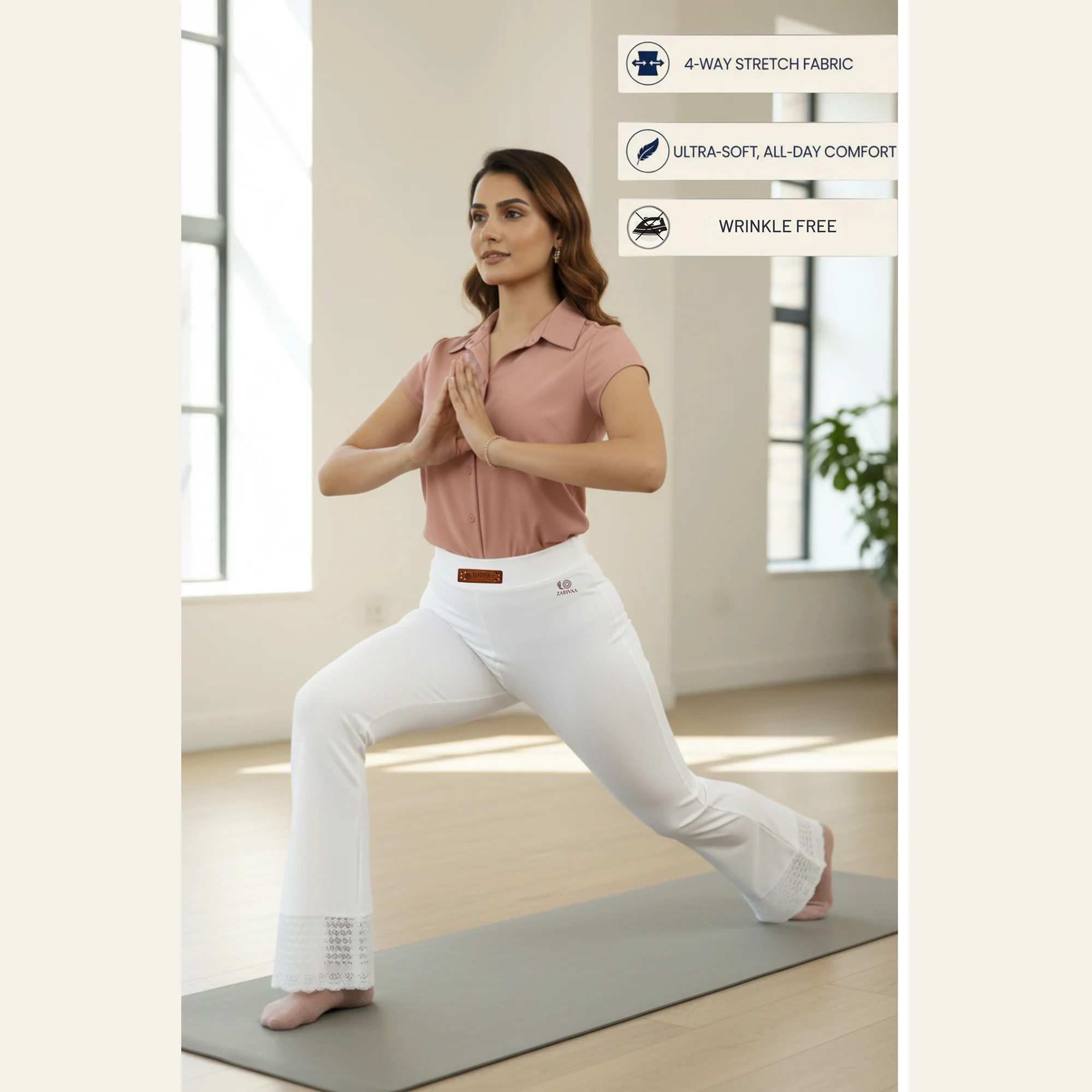 Zarivaa Flare Pant - White - Image 9