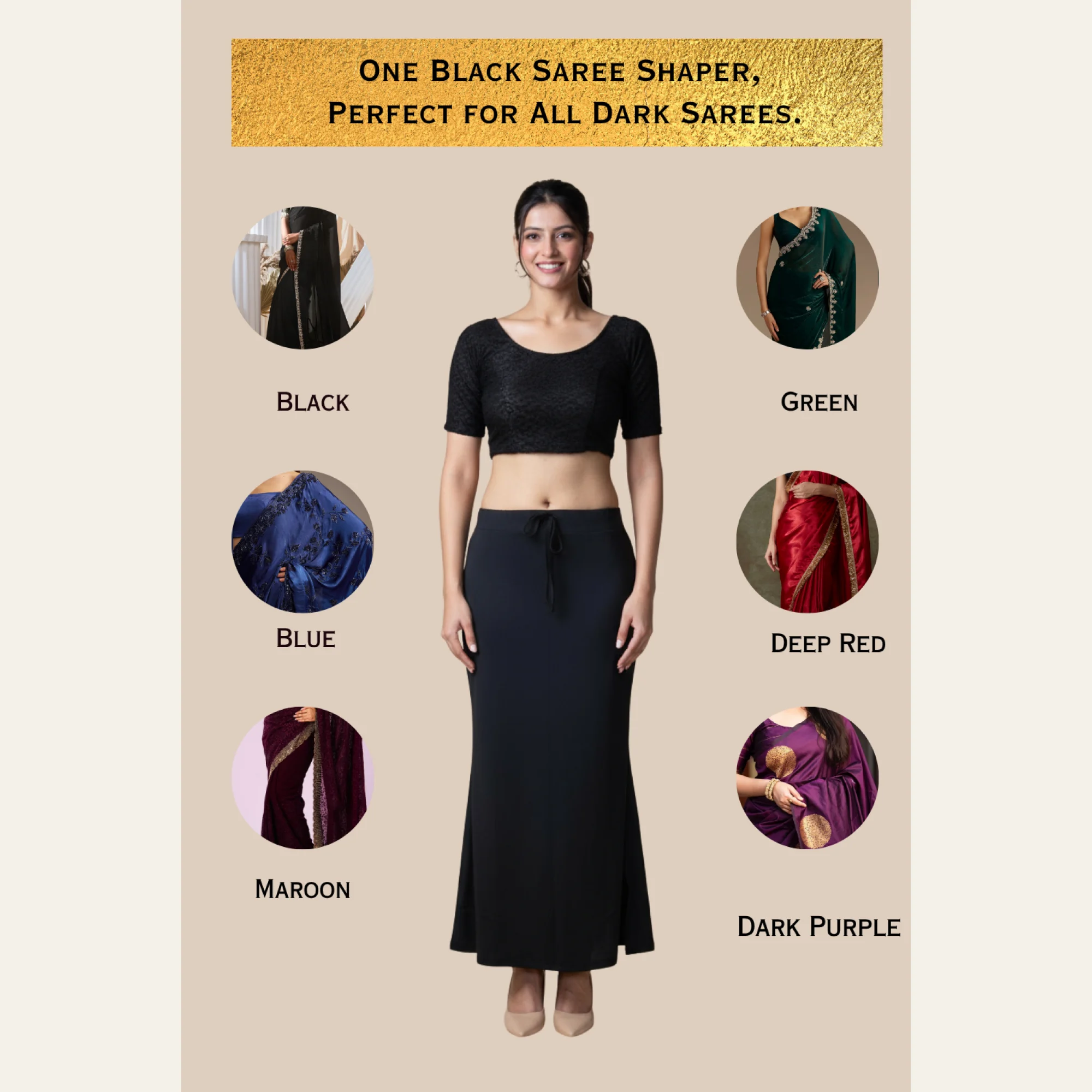 Saree Shaper - Beige and Black - Image 5