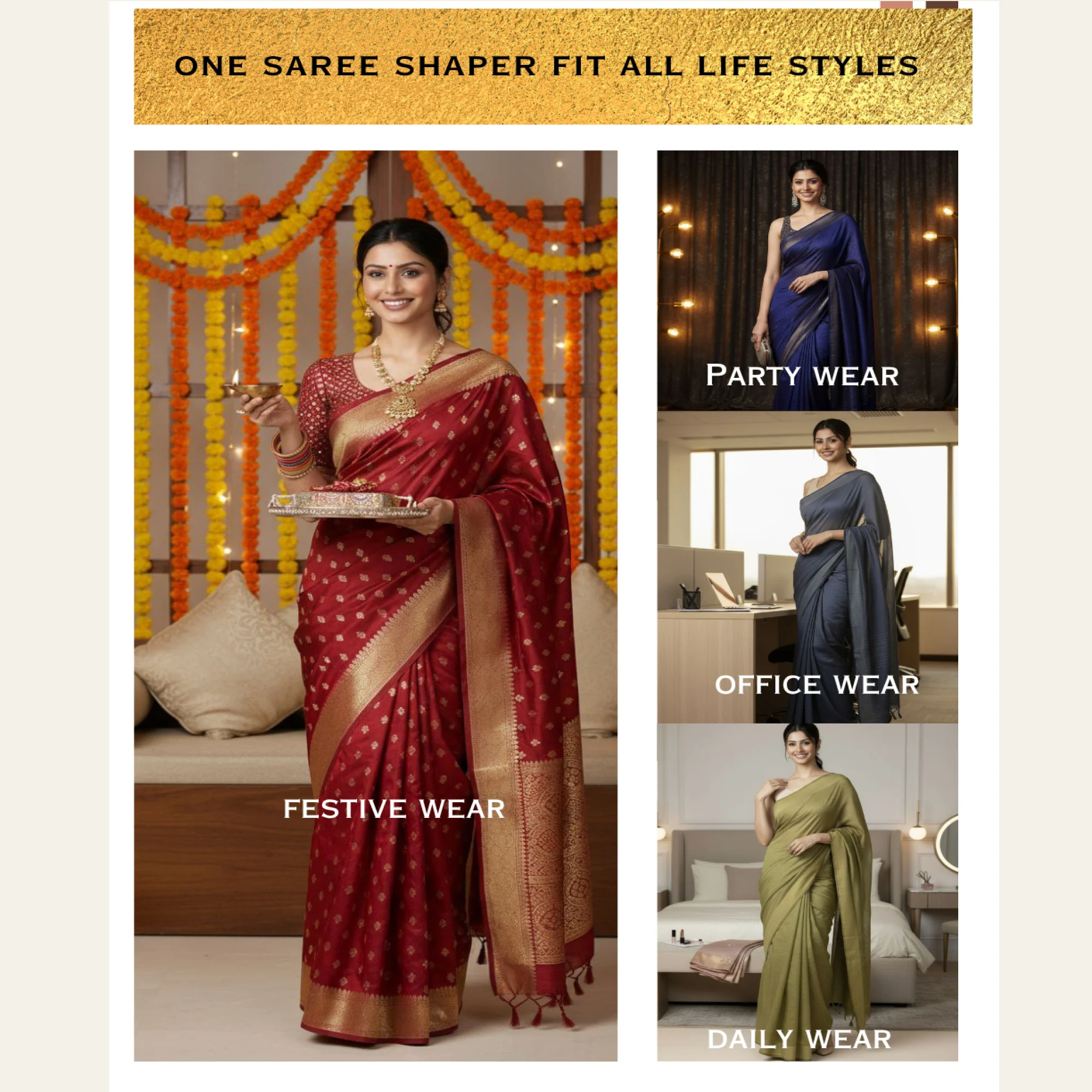 Saree Shaper - Beige and Black - Image 11