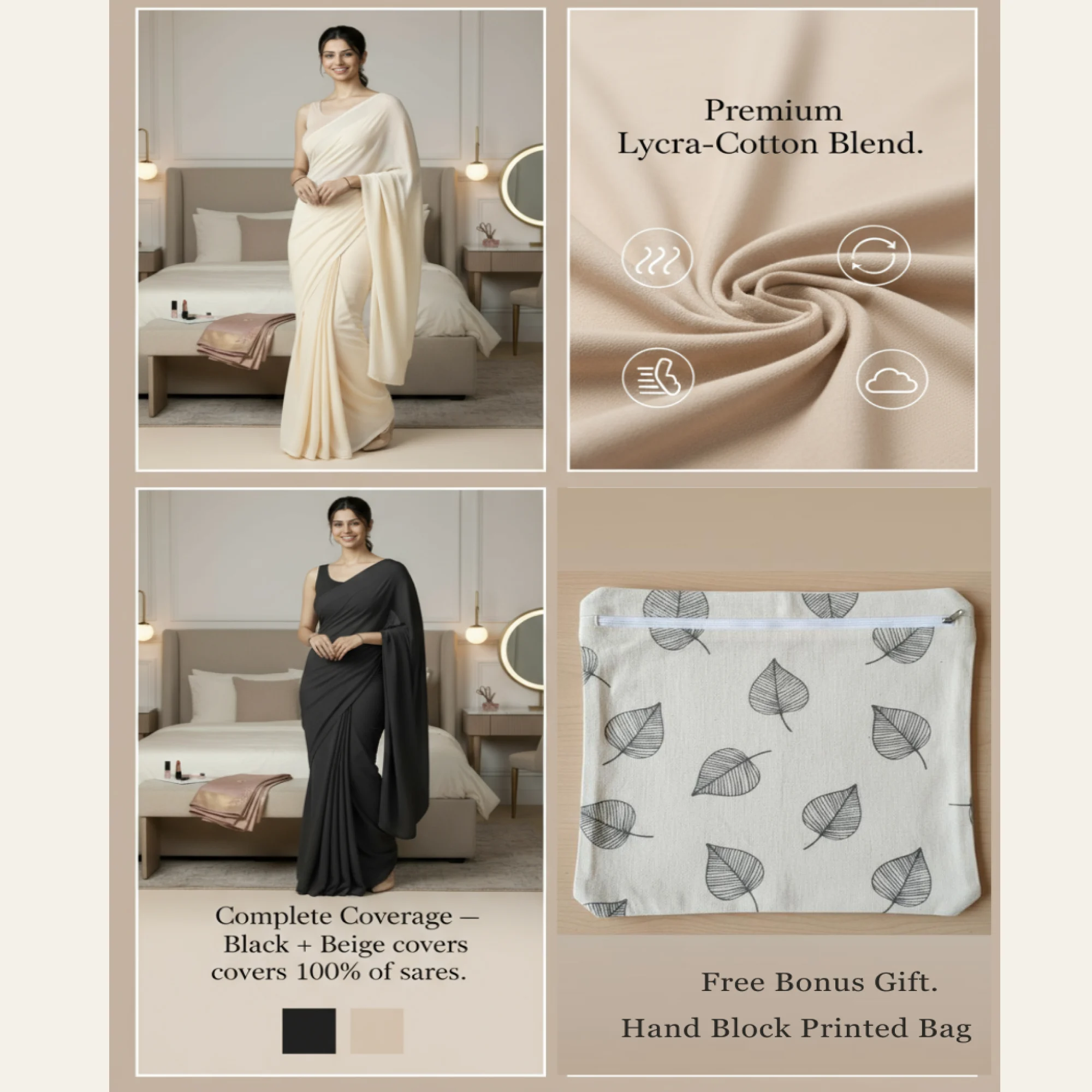 Saree Shaper - Beige and Black - Image 12
