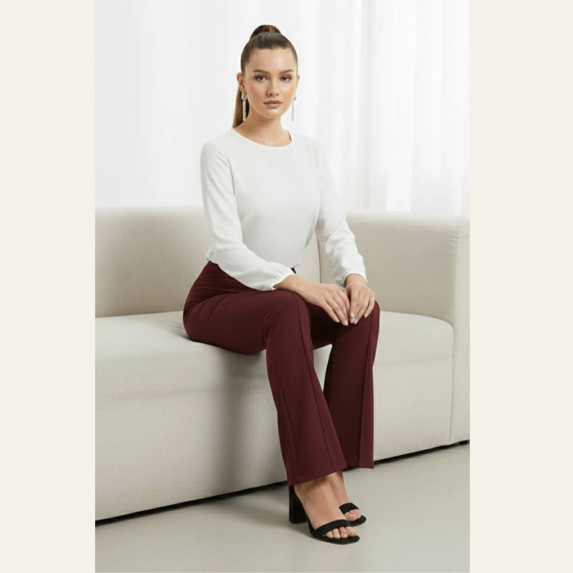 Zarivaa Bell Bottom – Maroon - Image 4