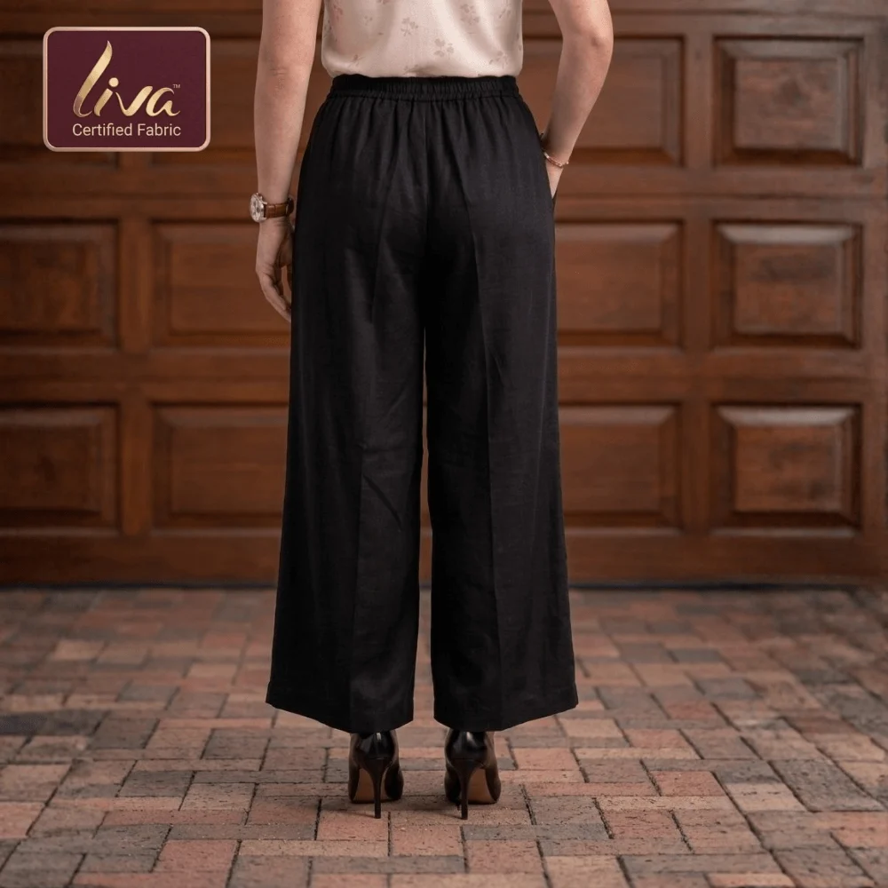 Zarivaa Cotton Rayon Palazzo Pant , Liva certified Fabric – Black - Image 2