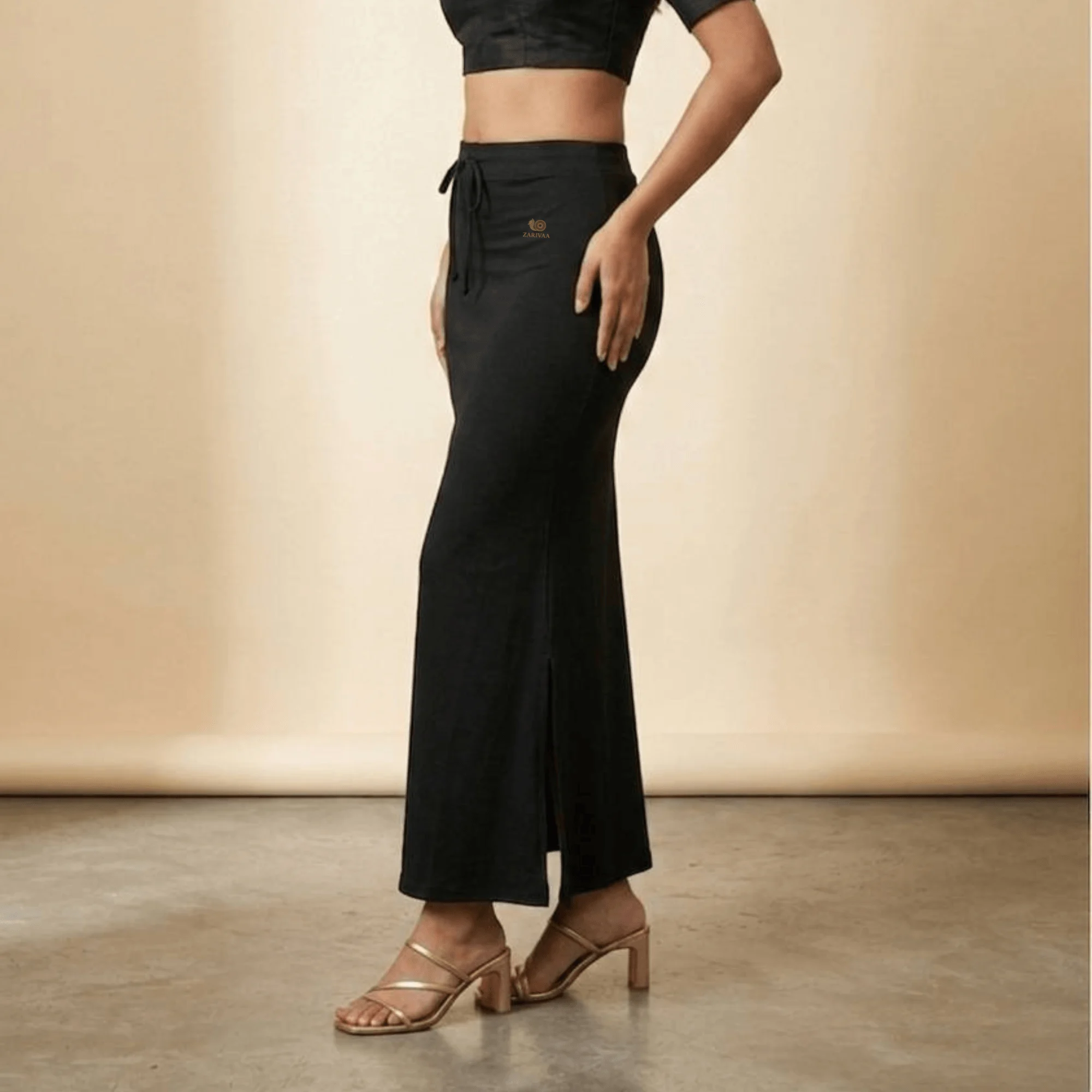 zarivaa saree shapewear petticoat -Black - Image 3