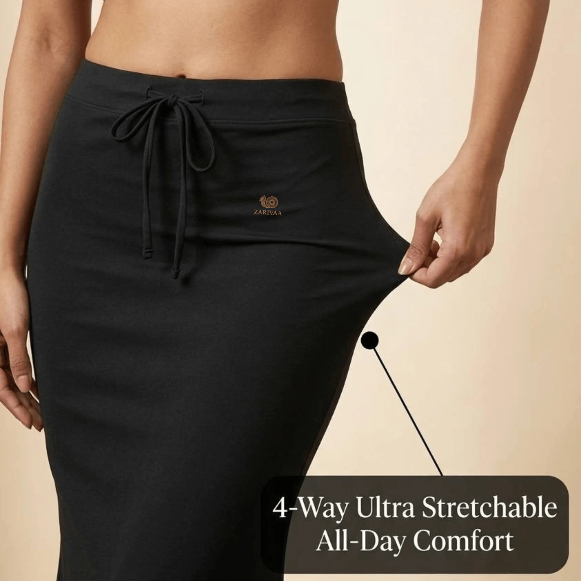 zarivaa saree shapewear petticoat -Black - Image 4