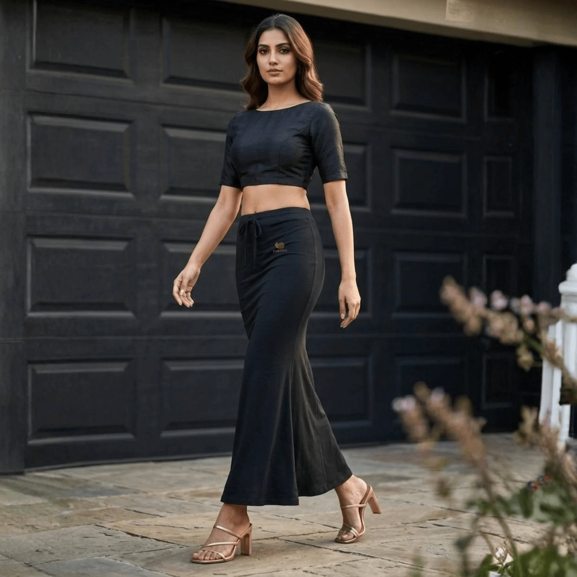 zarivaa saree shapewear petticoat -Black - Image 5