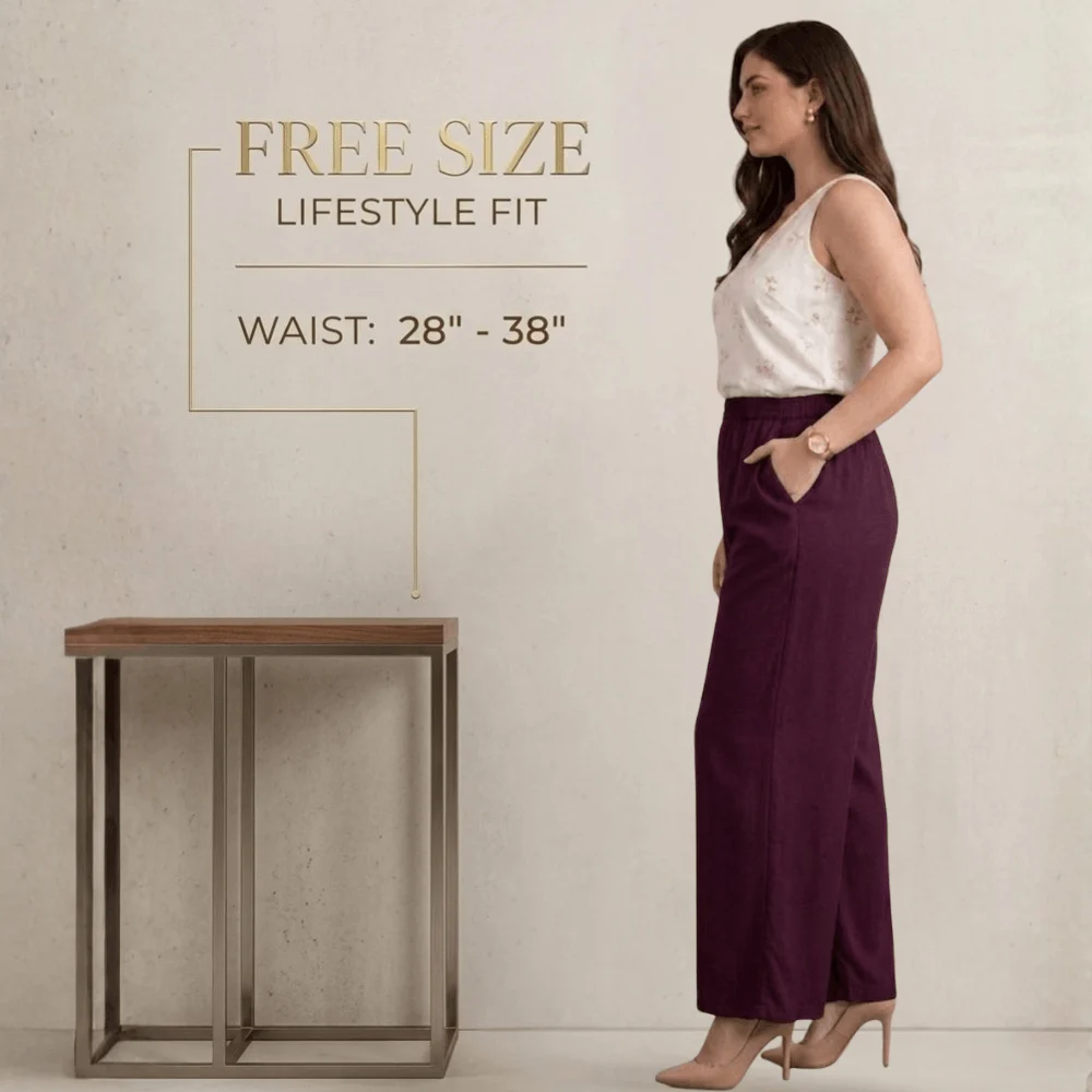 Zarivaa Cotton Rayon Palazzo Pant , Liva certified Fabric – Maroon - Image 8